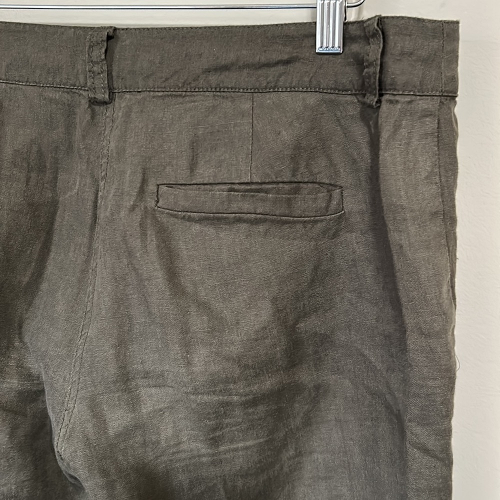 EILEEN FISHER Pant Organic Linen Surplus Cropped Cargo Pants Olive Green Sz 6 - Picture 7 of 15